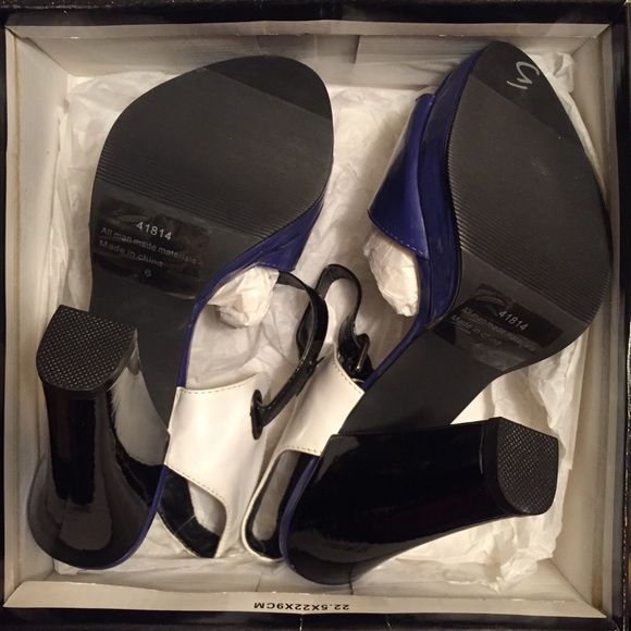 💙 VINTAGE “Newport News” color-block HEELS - Picture 6 of 8